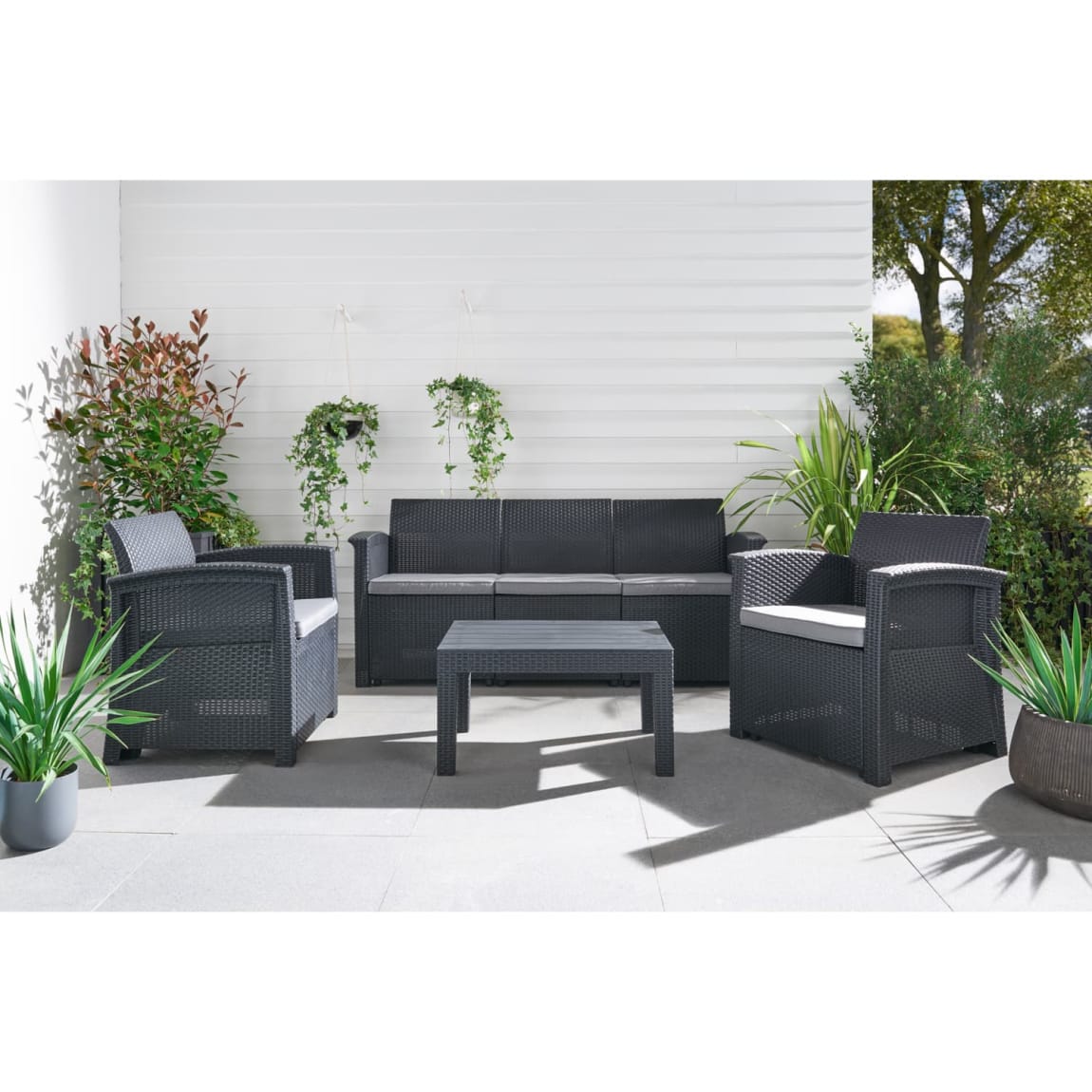 Canterbury Rattan Effect Sofa Set - Black