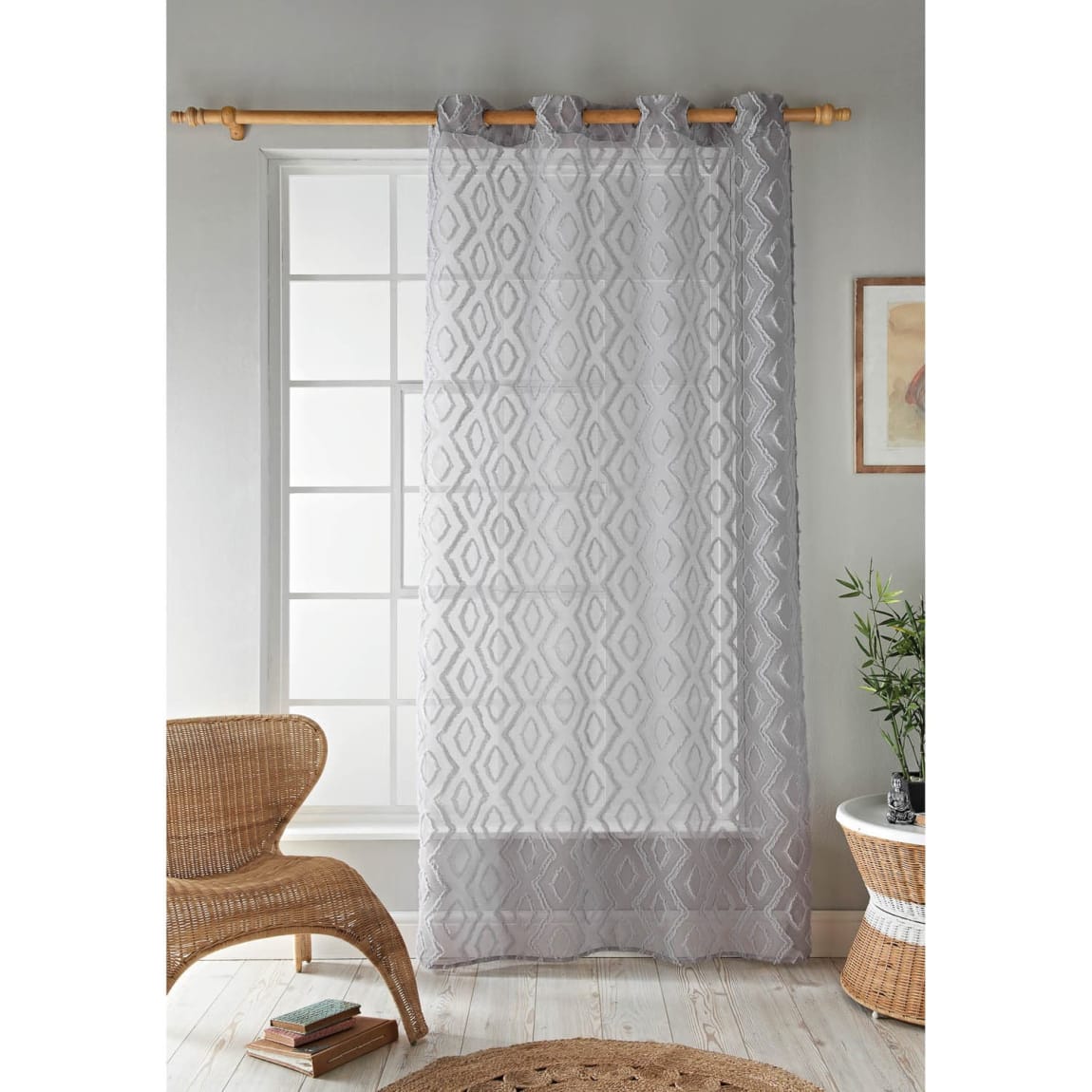 Diamond Tufted All Over Voile 55 x 90" - Grey