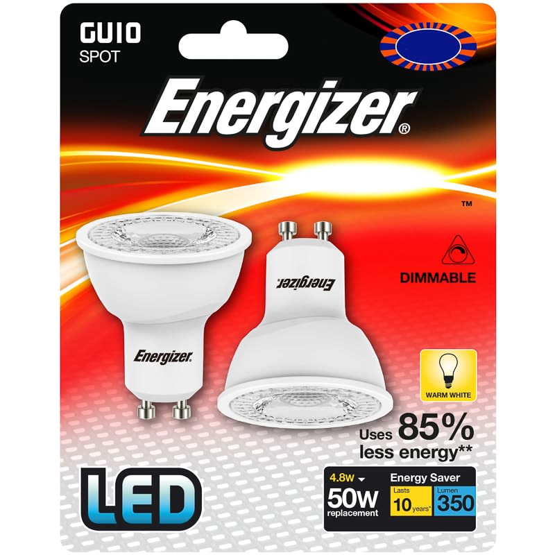 Energizer LED 50W GU10 Dimmable Bulb 2pk