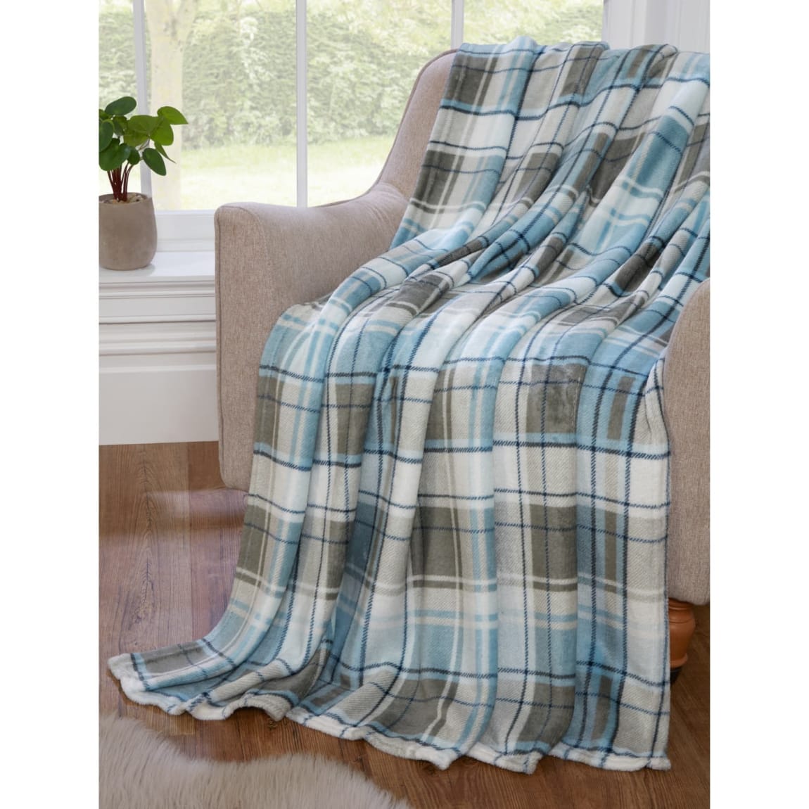 Simply Printed Super Soft Throw - Check Teal