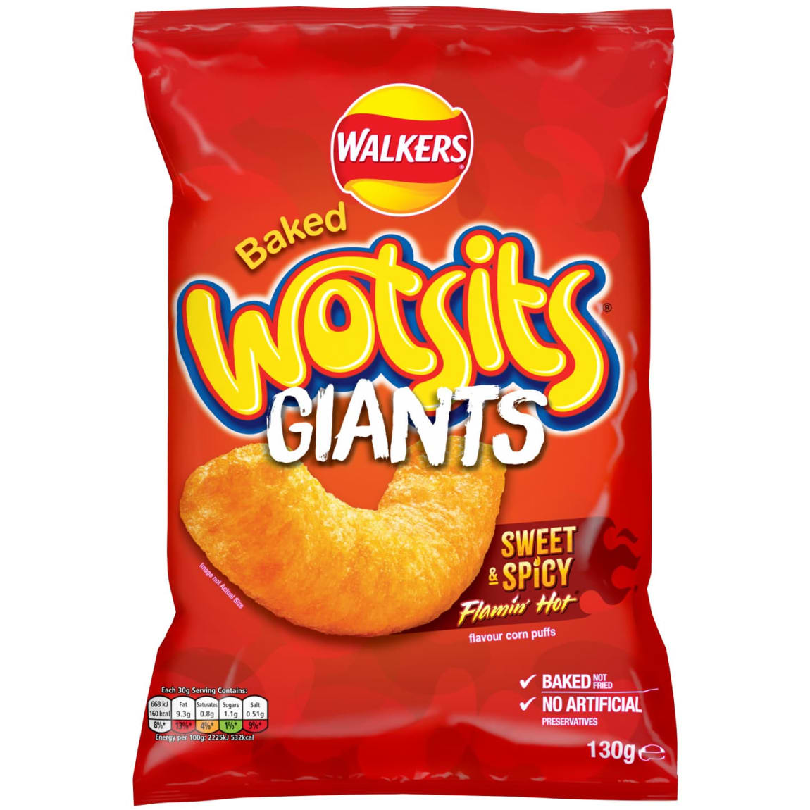 Walkers Wotsits Giants 130g - Flamin' Hot Sweet & Spicy