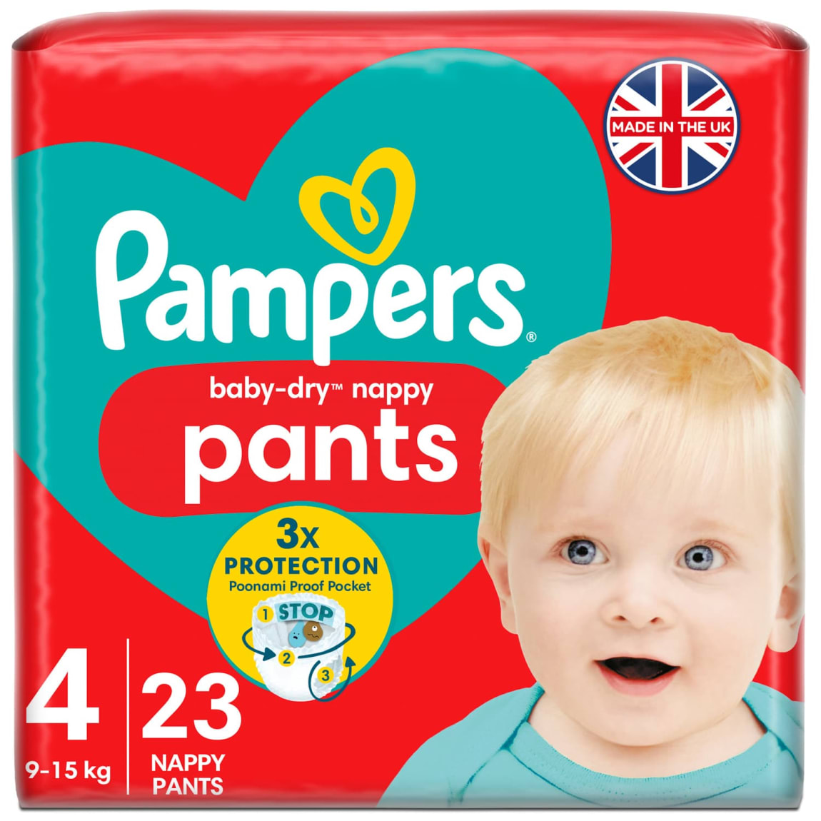 Pampers Baby-Dry Nappy Pants 23pk - Size 4