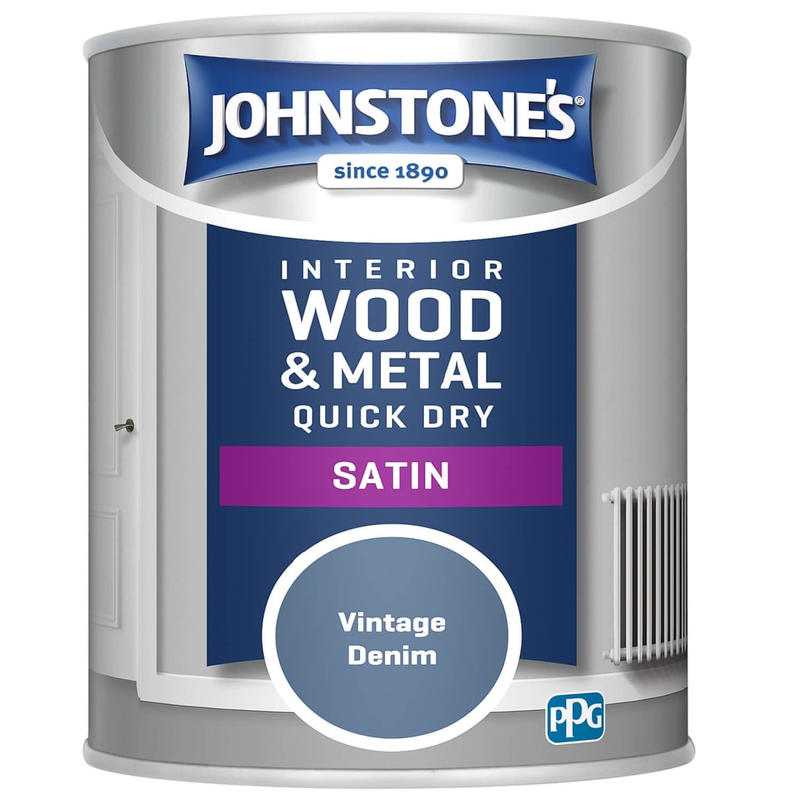 Johnstone's Quick Dry Satin Paint - Vintage Denim 750ml
