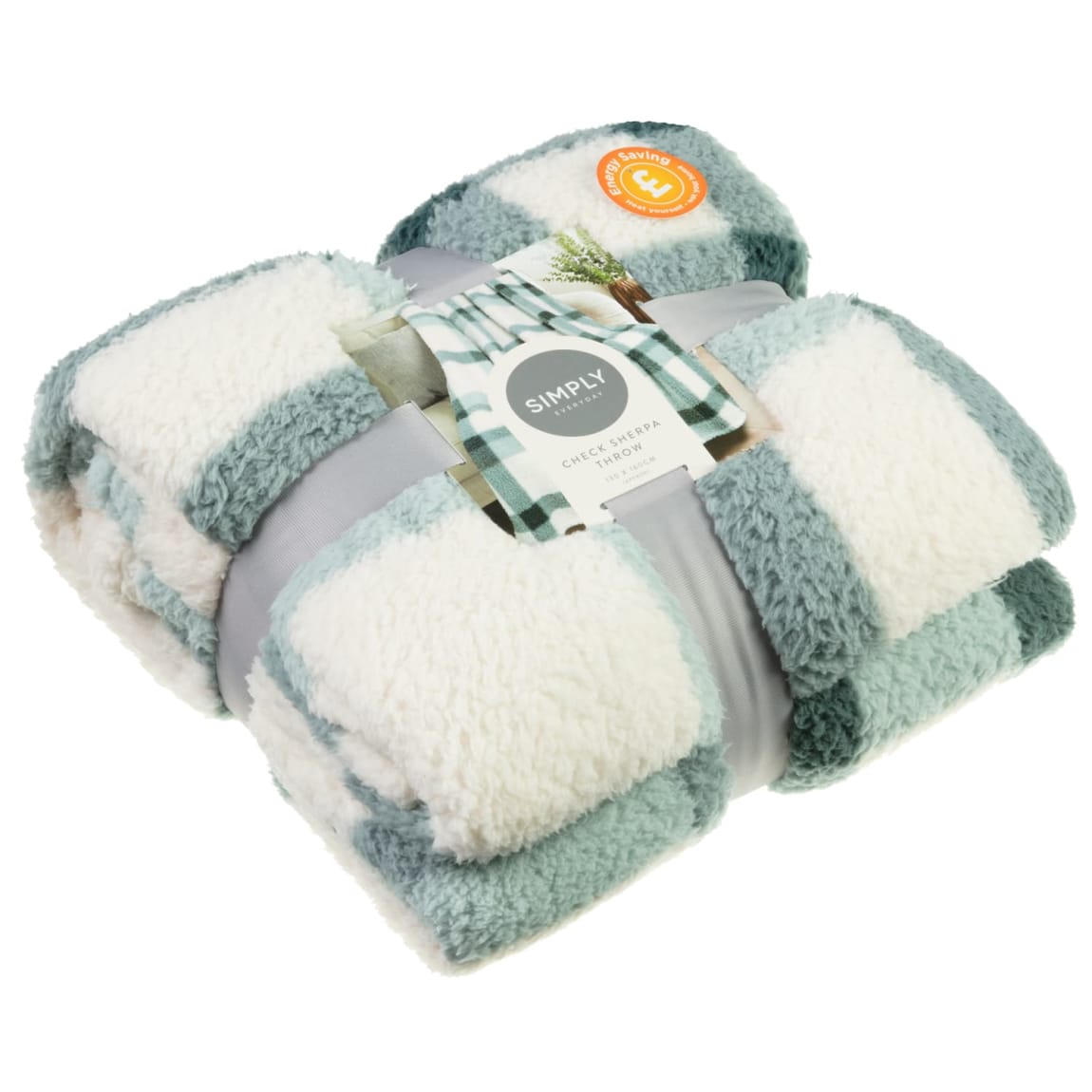 Simply Everyday Check Sherpa Throw - Green