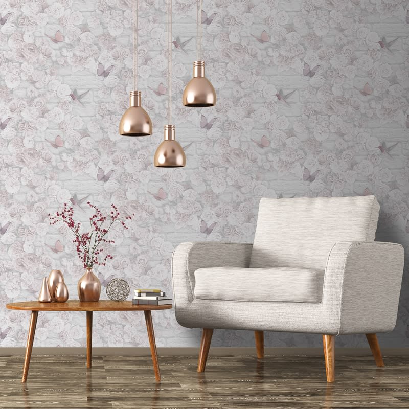 Flower Wall Wallpaper - White
