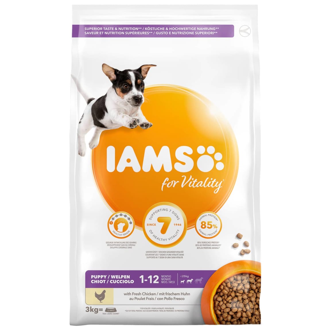Iams Puppy & Junior Dry Dog Food 3kg - Chicken