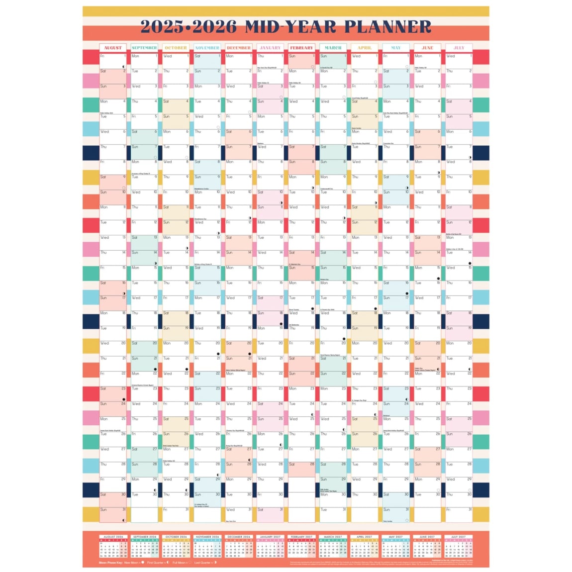 Mid-Year Wall Planner 2025/26 - Rainbow